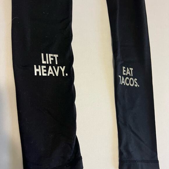 Belle & Bell Lift Heavy Eat Tacos  Active Leggings Black - M - Picture 2 of 9